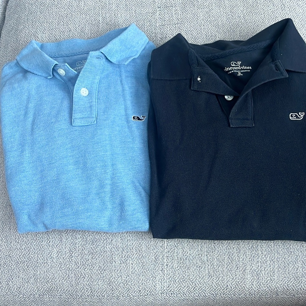 Two Vineyard Vines Boys Pique Short Sleeve Polo Shirts